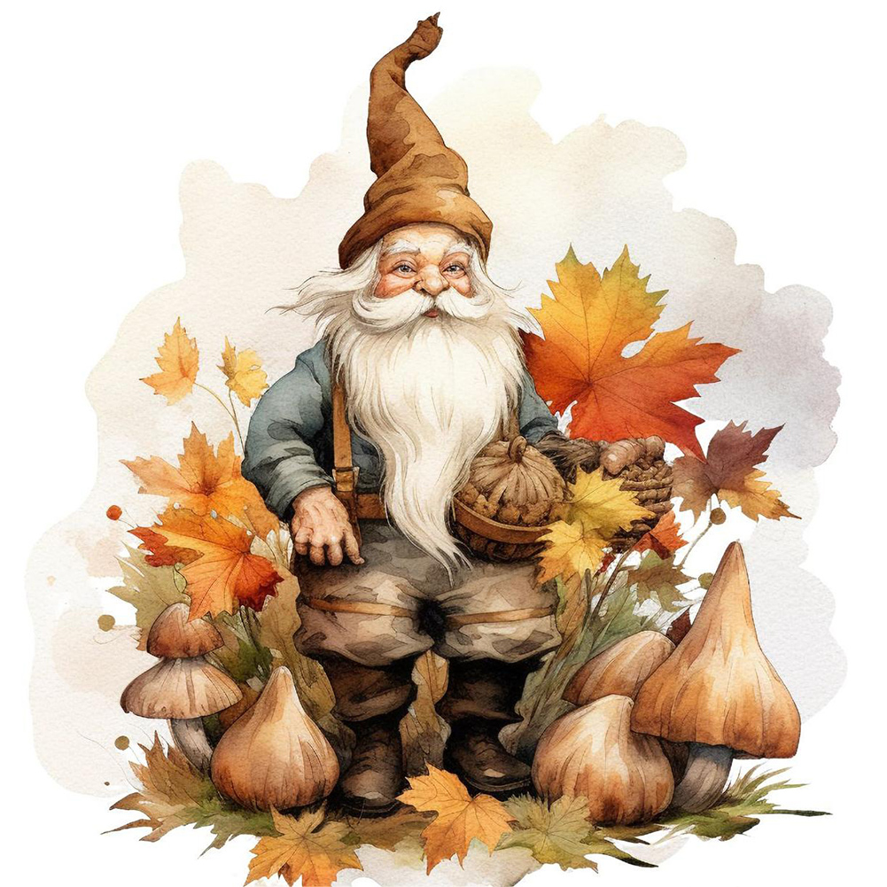 Autumn Mushroom Gnomes 40*40cm(canvas) full round drill diamond painting