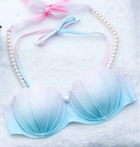 S XL Pastel Mermaid Swimsuit Sea Shell Bikini And Skirt Set SP167361