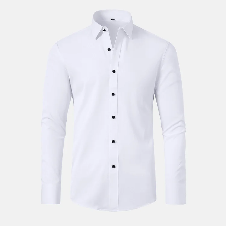 Men's Business Casual High Elastic Single Breasted Long Sleeve Shirts