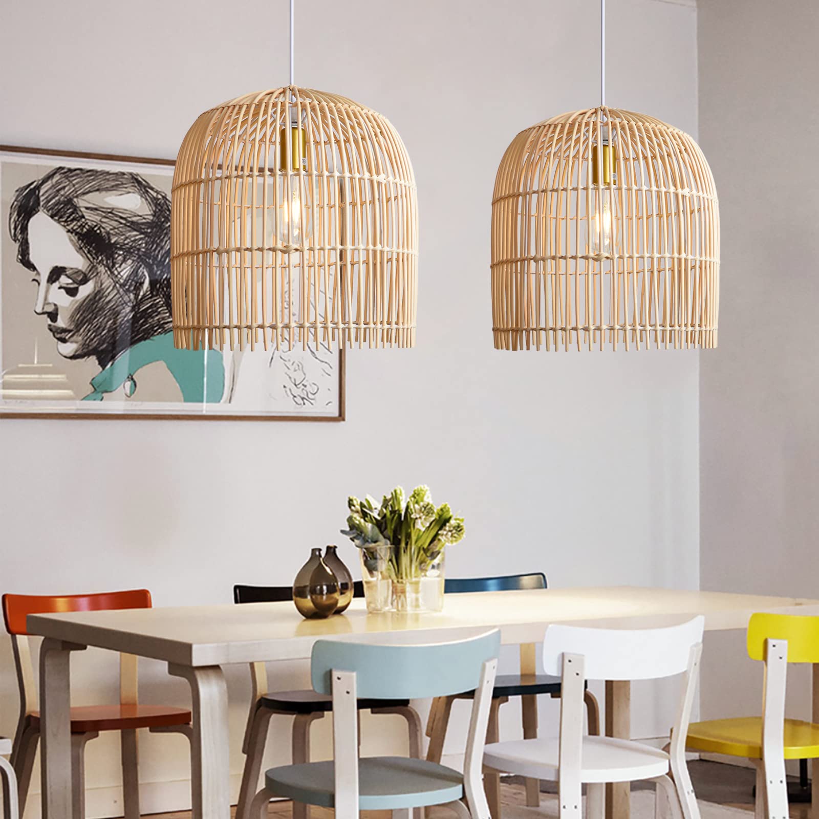 Rattan Pendant Light Fixture Kitchen Island