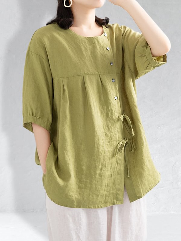 Vintage Laced Pleated Loose Fit Blouse