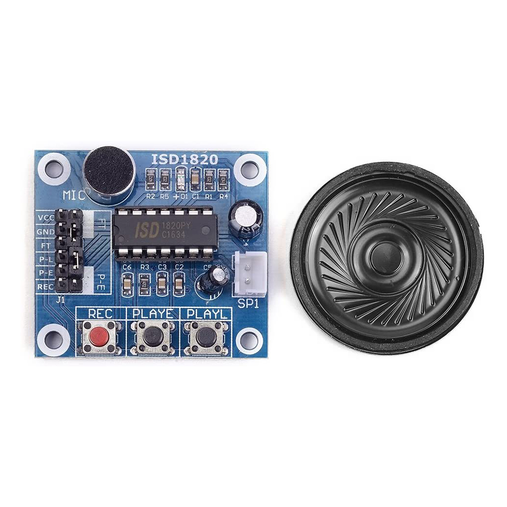 ISD1820 Recording Module Voice Module Board with Microphones + 0.5W Speaker, 501 Original
ISD1820 Recording Module Voice Module Board with Microphones + 0.5W Speaker, 501 Original