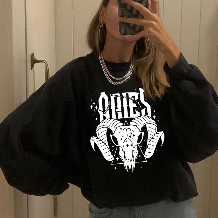 Vefave Aries Print Long Sleeve Sweatshirt