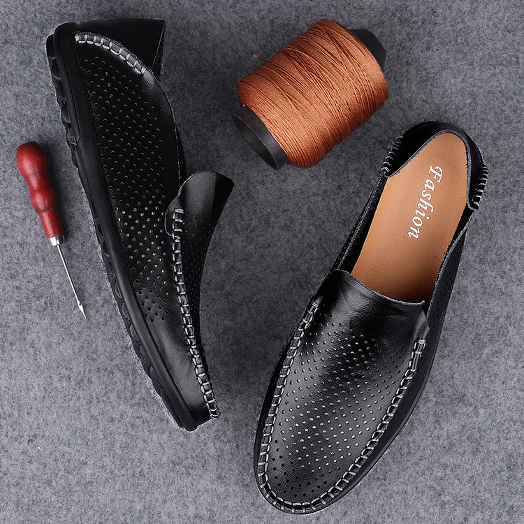 Men's Outdoor Hollow Out Solid Round Toe Loafers
