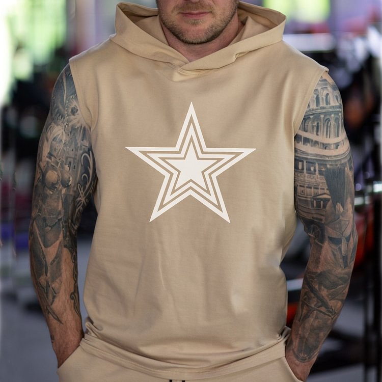 Men's Fashion Print Hooded Sports Tank Top
