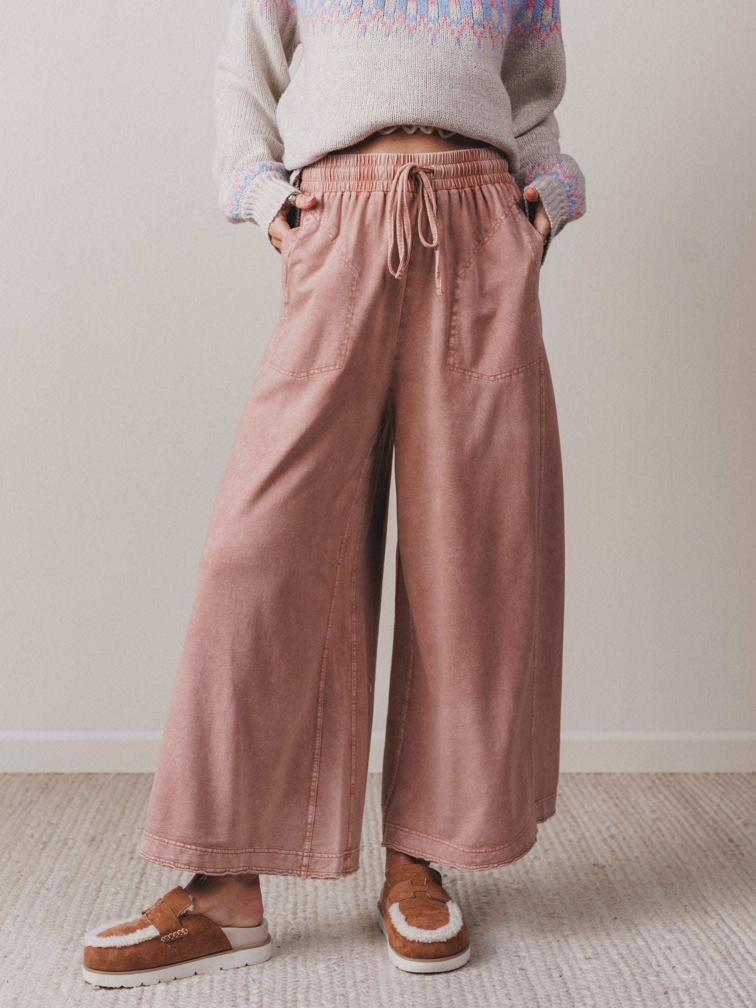 Relaxing Robin Front Pocket Wide Leg Pants - Cinnamon