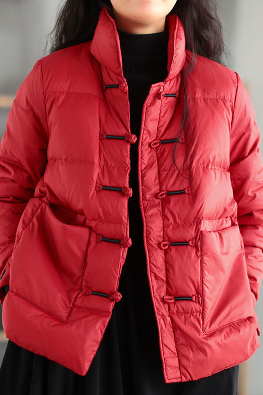 Women's Down Jacket Mid-length Thick Hooded Drawstring Waist Thinner Jacket