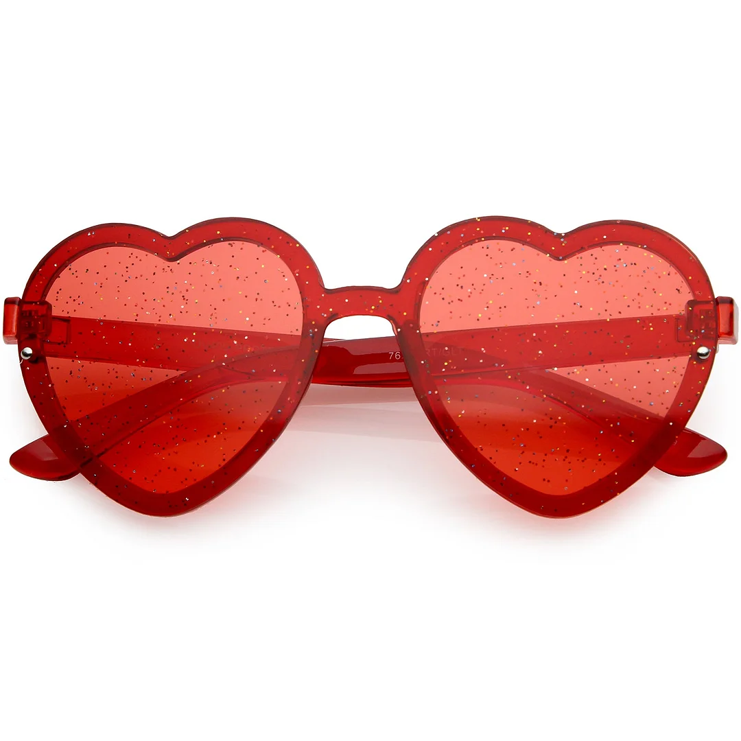 Women's Translucent Rimless Heart glasses Glitter Lens 52mm