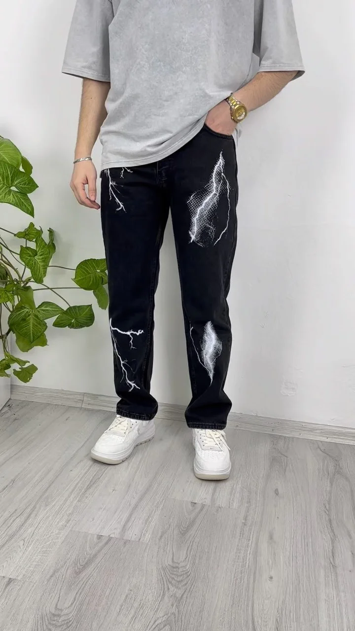 Lightning Print Men's Jeans