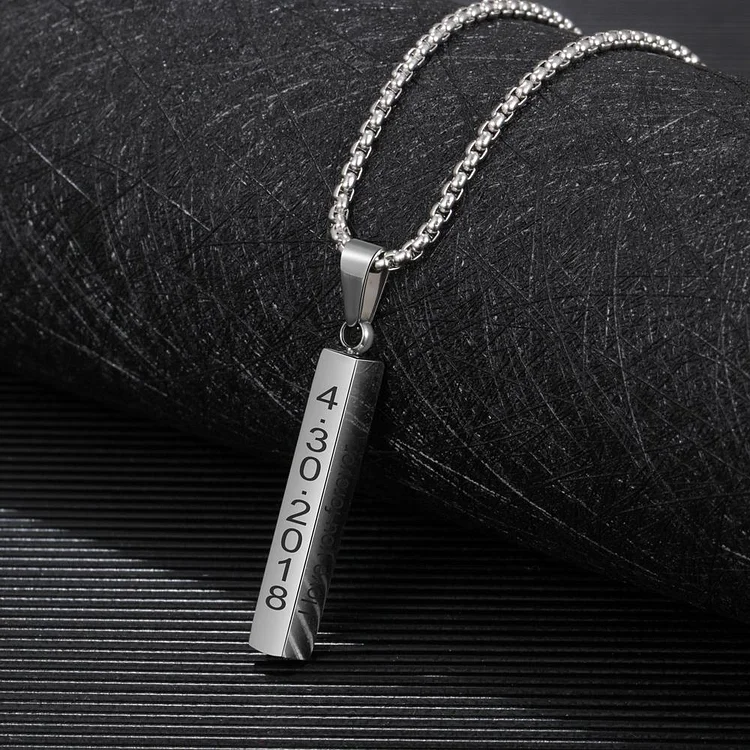 To My Dad Man Vertical Bar Necklace Personalized 4 Side 3D Bar Necklace