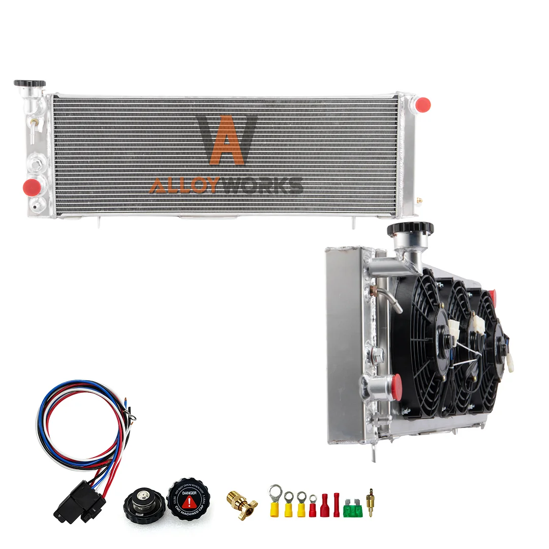 Alloyworks 3 Row Aluminum Radiator with Shroud Fan For 1984-2001 Jeep Cherokee XJ Comanche