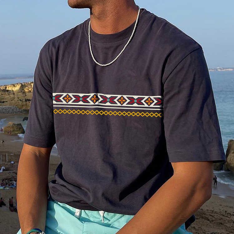 Men's Casual Printed Colorful Short Sleeve T-Shirt a43e