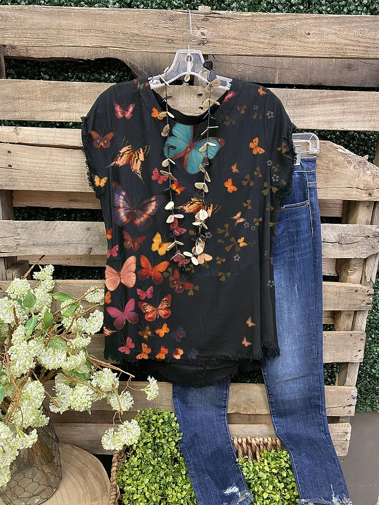 Hot Sale Butterfly Print top-Mayoulove