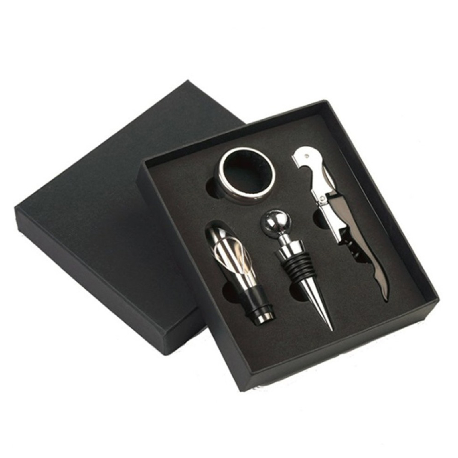 Wine Opener Set 4 Pack Wine Stopper Pourer Corkscrew with Box Bar Tools, 501 Original
Wine Opener Set 4 Pack Wine Stopper Pourer Corkscrew with Box Bar Tools, 501 Original