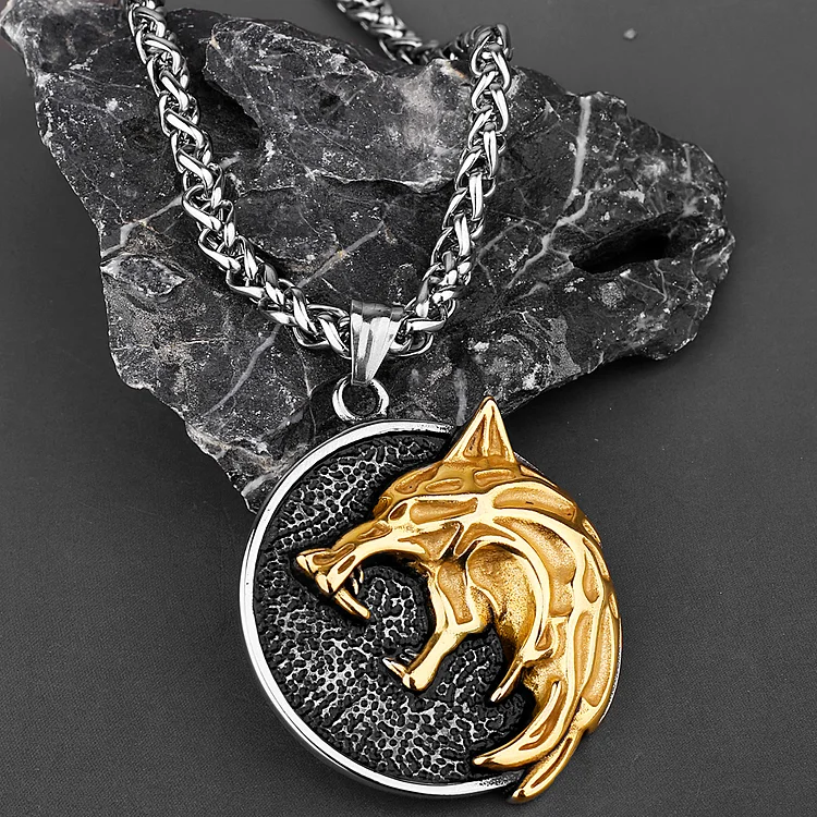 Viking Wolf Head Stainless steel Necklace