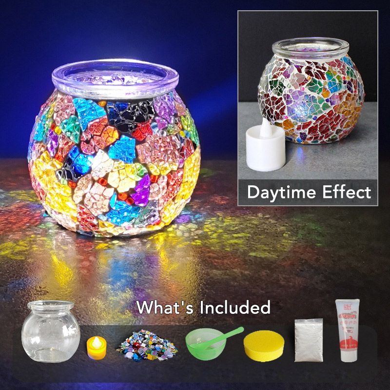 DIY Glass Mosaic Candle Holder Kit Small Flower
