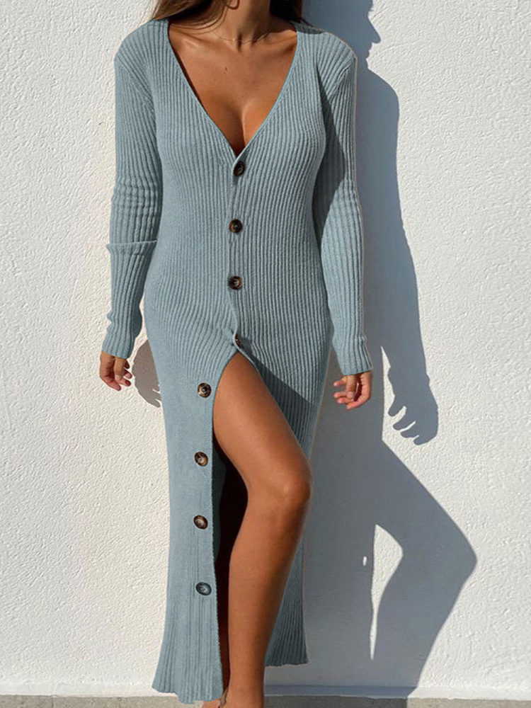 Women's Elegant Slim Fashion Slim Knitted Vintage Casual Sweater Dress