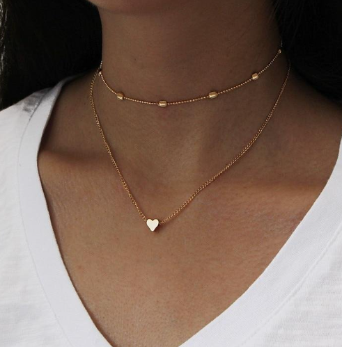 Fashion Female Clavicle Pendant Peach Heart Multi-Layer Clavicle Necklace