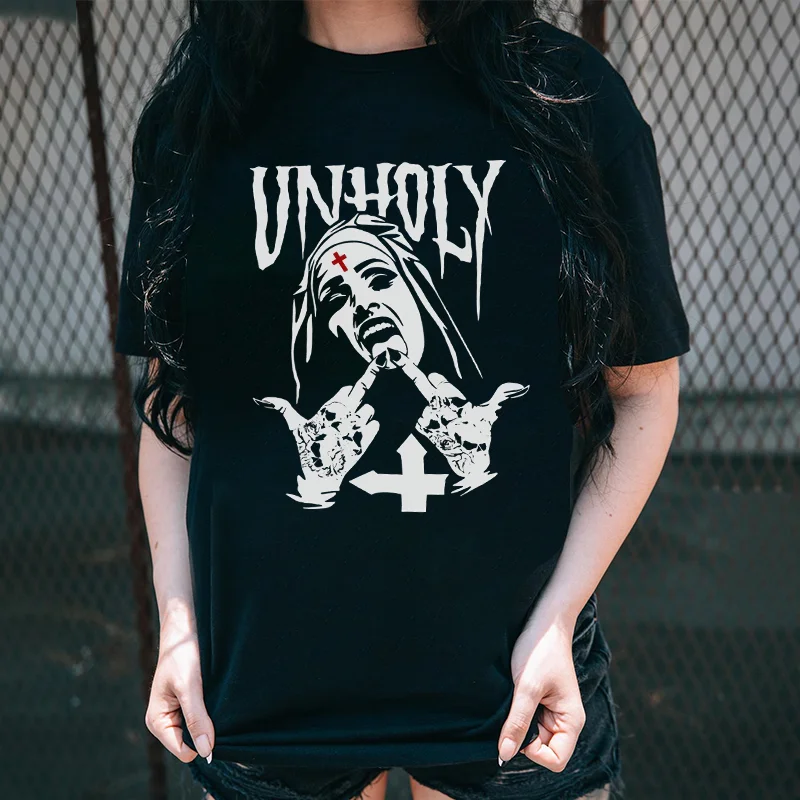 Unholy Nun Print Women's T-shirt -  