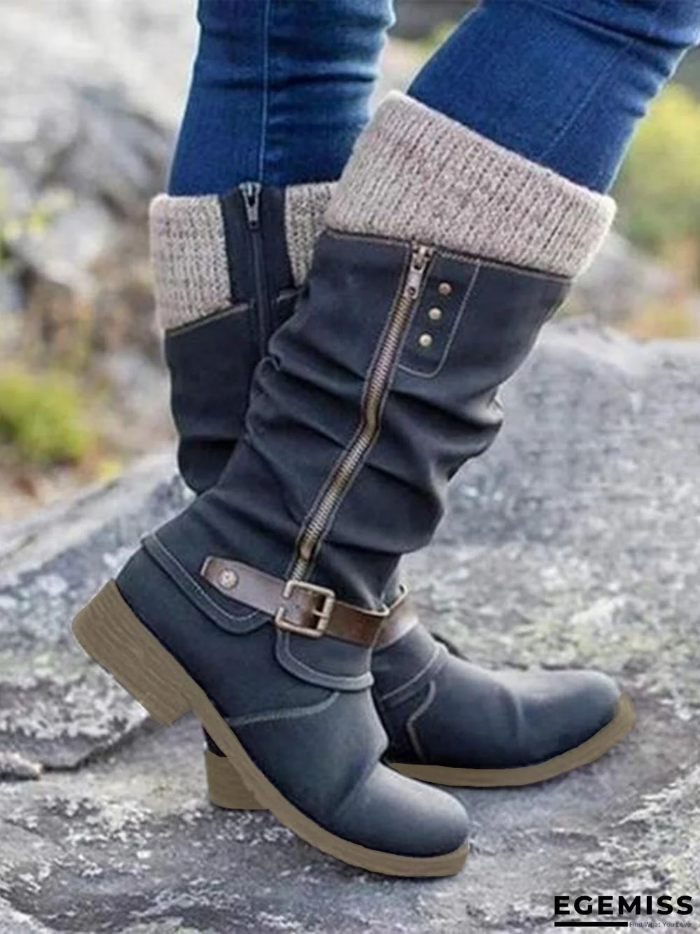 Daily Leather Low Heel Boots | EGEMISS