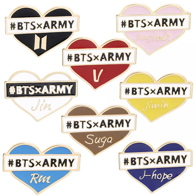 BTS x ARMY Heart Name Badge - Enamel Pin (All Members)