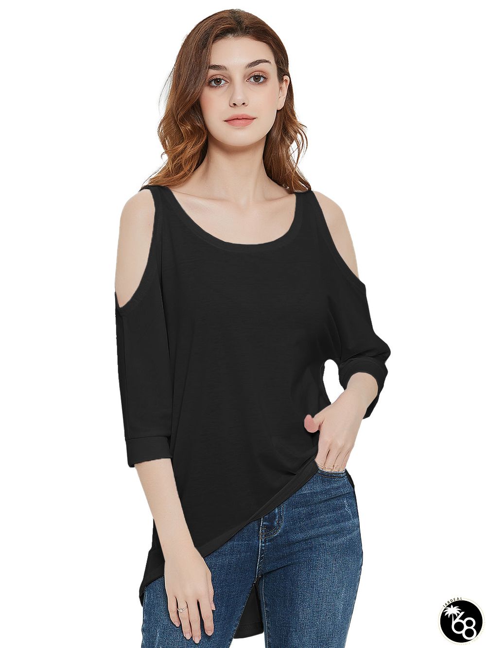 Shoulder Cut-Out Long T-Shirt | 168DEAL