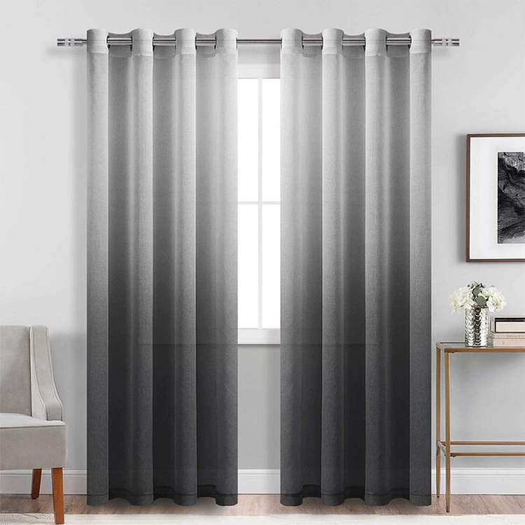 Black Indoor Sheer Curtains Gradient For Living Room 1Pcs-ChouChouHome