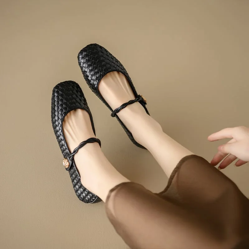 Shaguira Square Toe Block Heels Mary Jane Shoes