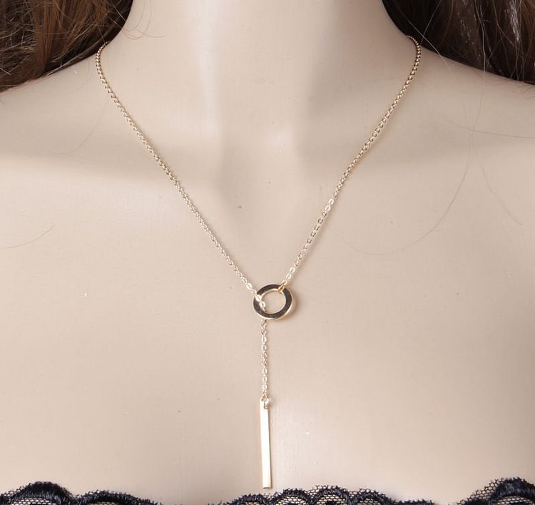 Hoop & Bar Alloy Necklace SP17526