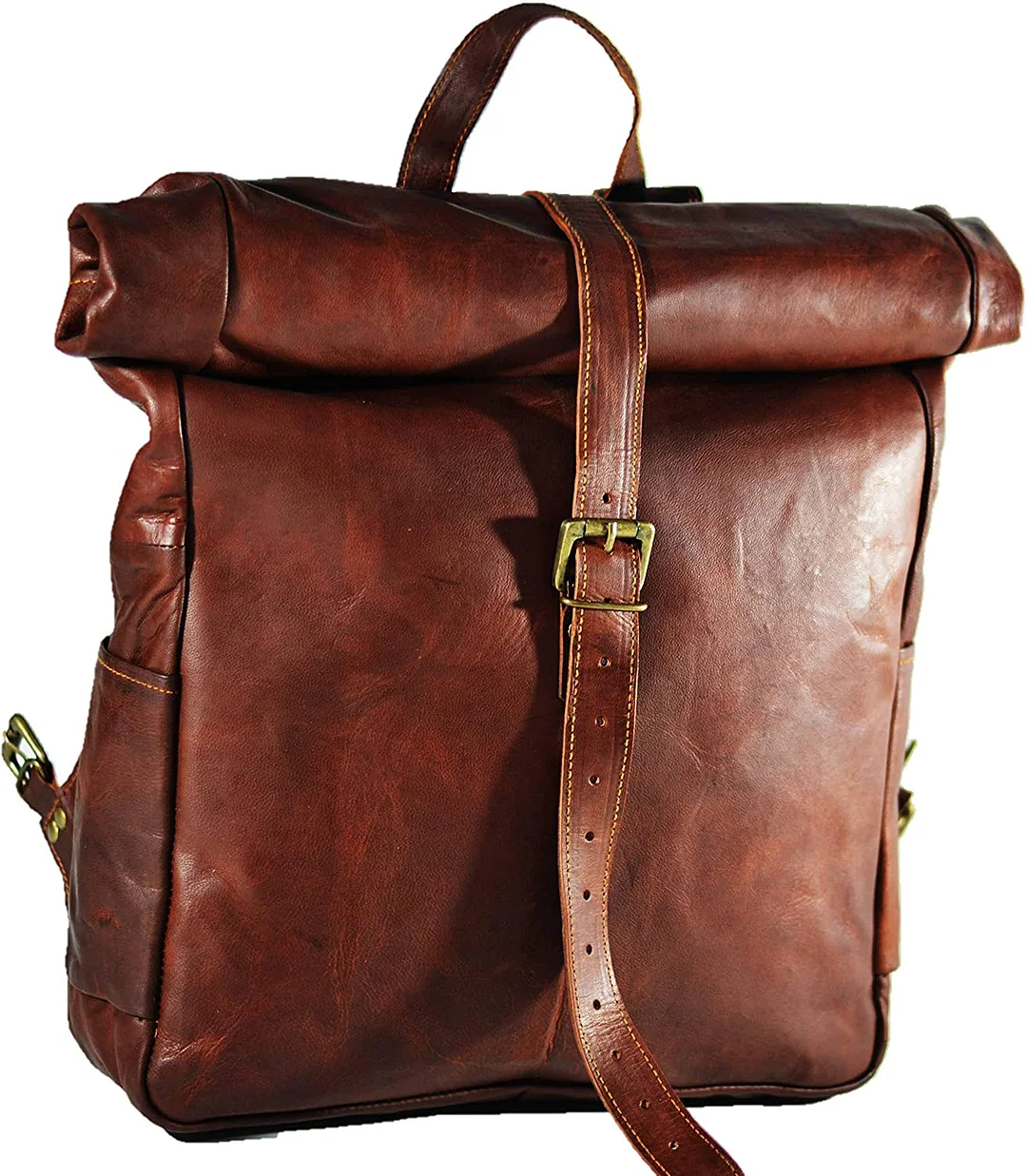 Vintage Leather Backpack School College Book bag Laptop Backpack Brown