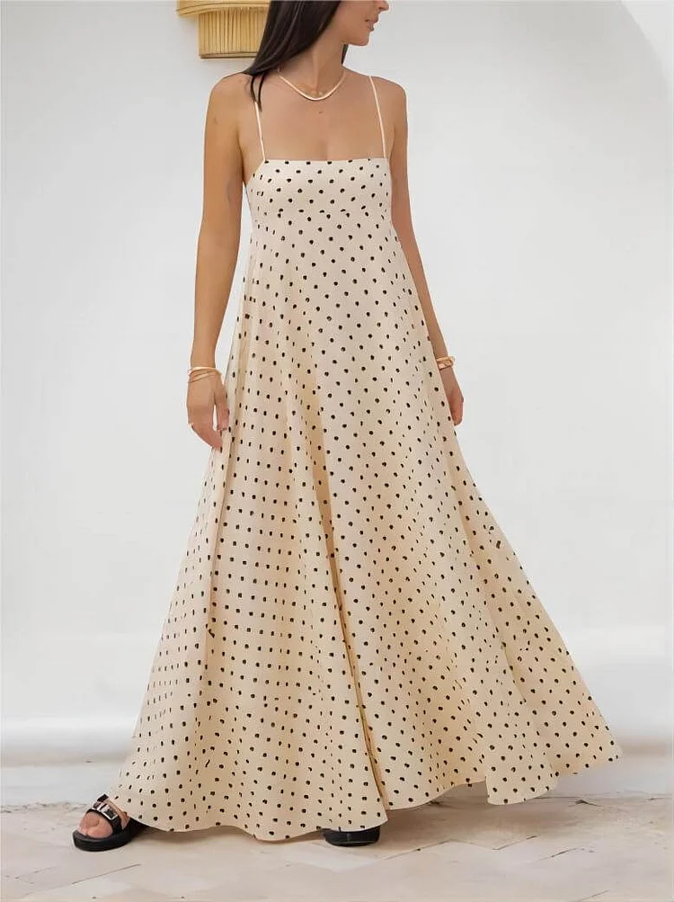 Sleeveless Geometric Print Halter Maxi Dress