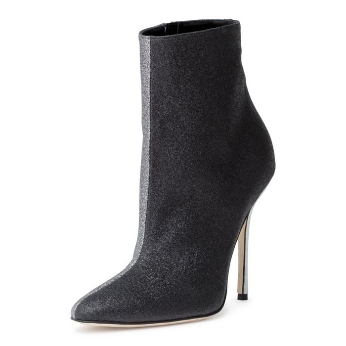 Black and Grey Contrast Color Stiletto Boots Ankle Boots |FSJ Shoes