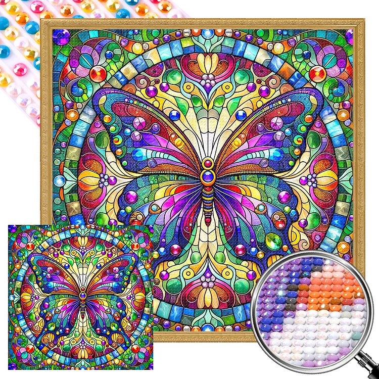 Butterfly 40*40CM (Canvas) Full AB Round Drill Diamond Painting gbfke