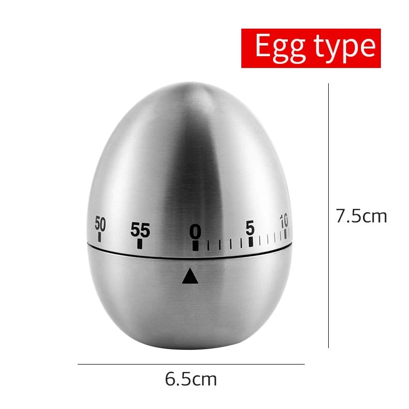 Cooking Timer Kitchen Stainless Steel Eggs 60 Minutes Mechanical Alarm