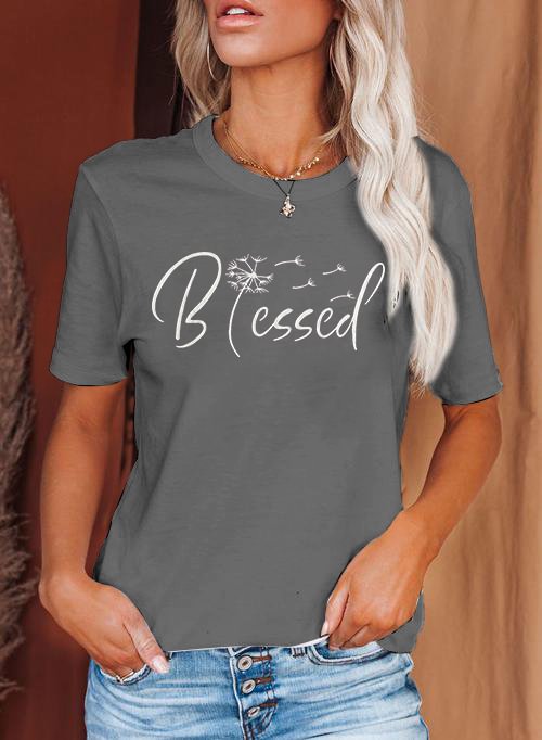 Dandelion blessed casual short sleeve T-shirt