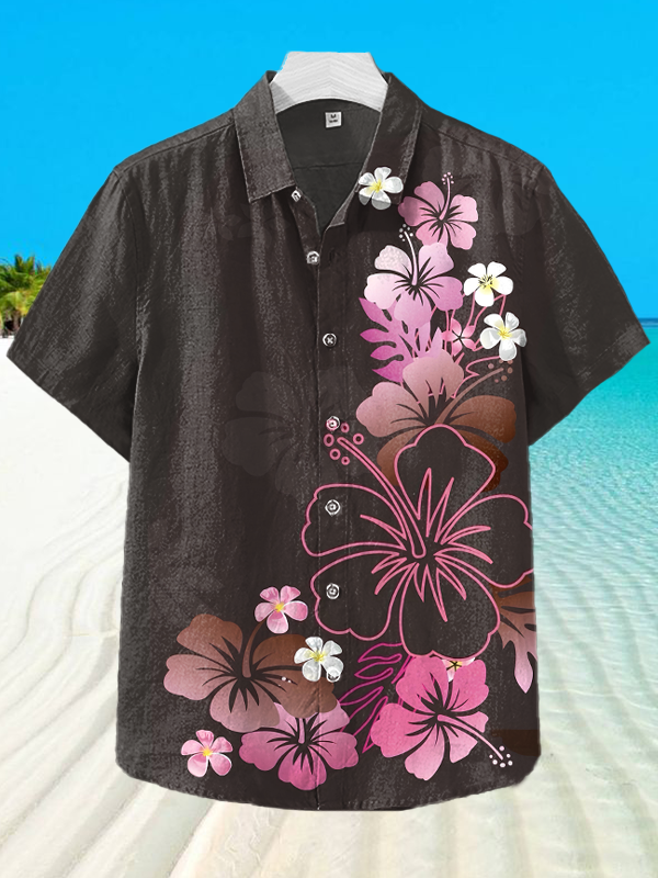 Men's Blooming Flowers Art Print Short Sleeve Shirt