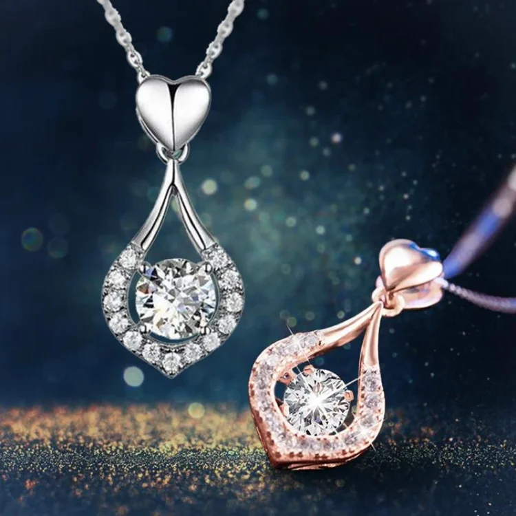 twinkling heart waterdrop stone necklace