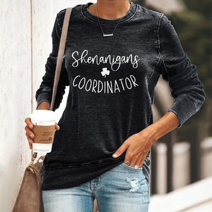 VChics St. Patrick's Lucky Shamrock Shenanigans Coordinator Print Casual Sweatshirt