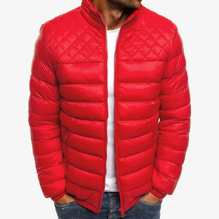 Daily Outerwear Solid Quilted Zipper Long Sleeve Puffer Jacket