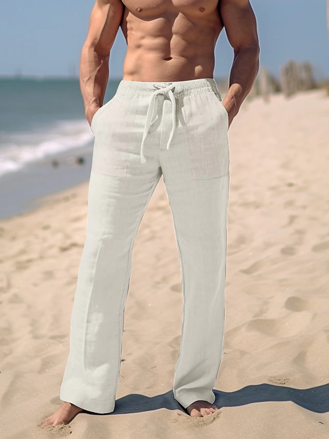 Suitmens Men's Simple Cotton And Linen Trousers