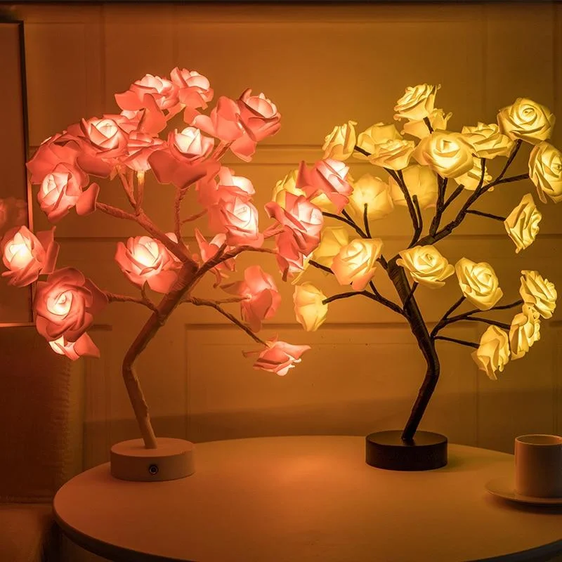LED Table Lamp Rose Flower Tree