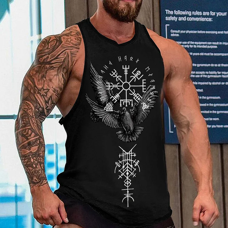 Men's Tribal Bird Viking Ethnic Graphics Tank Top