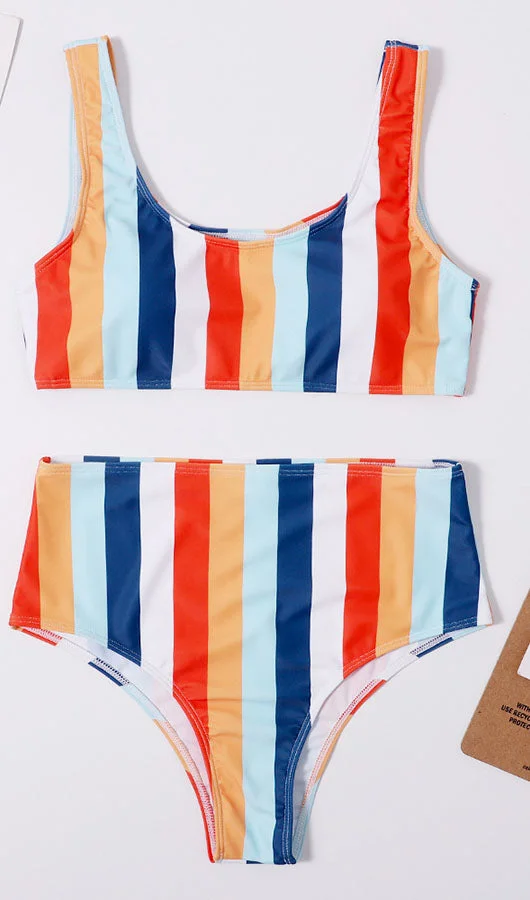 Colorful Stripe Bikini Set