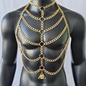 pornhint Pornhint Man Body Harness,Men Body Chain Harness,Bondage Fetish Wear,Chest Harness,Music Festival Wear,Burning Man Rave Outfits,Carnival Costumes