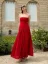 Ejimei 2025 Summer Sexy Red Patchwork Pleated Strapless Maxi Dress Fashion Off Shoulder Sleeveless Dresses Female Party Vacation Robes