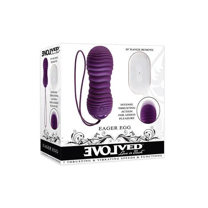 pornhint Pornhint Evolved Womens Silicone Eager Egg Vibrating & Thrusting Egg w/Remote Vibrator