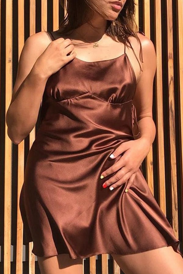 Knot Shoulder Spaghetti Straps Dress - BlackFridayBuys