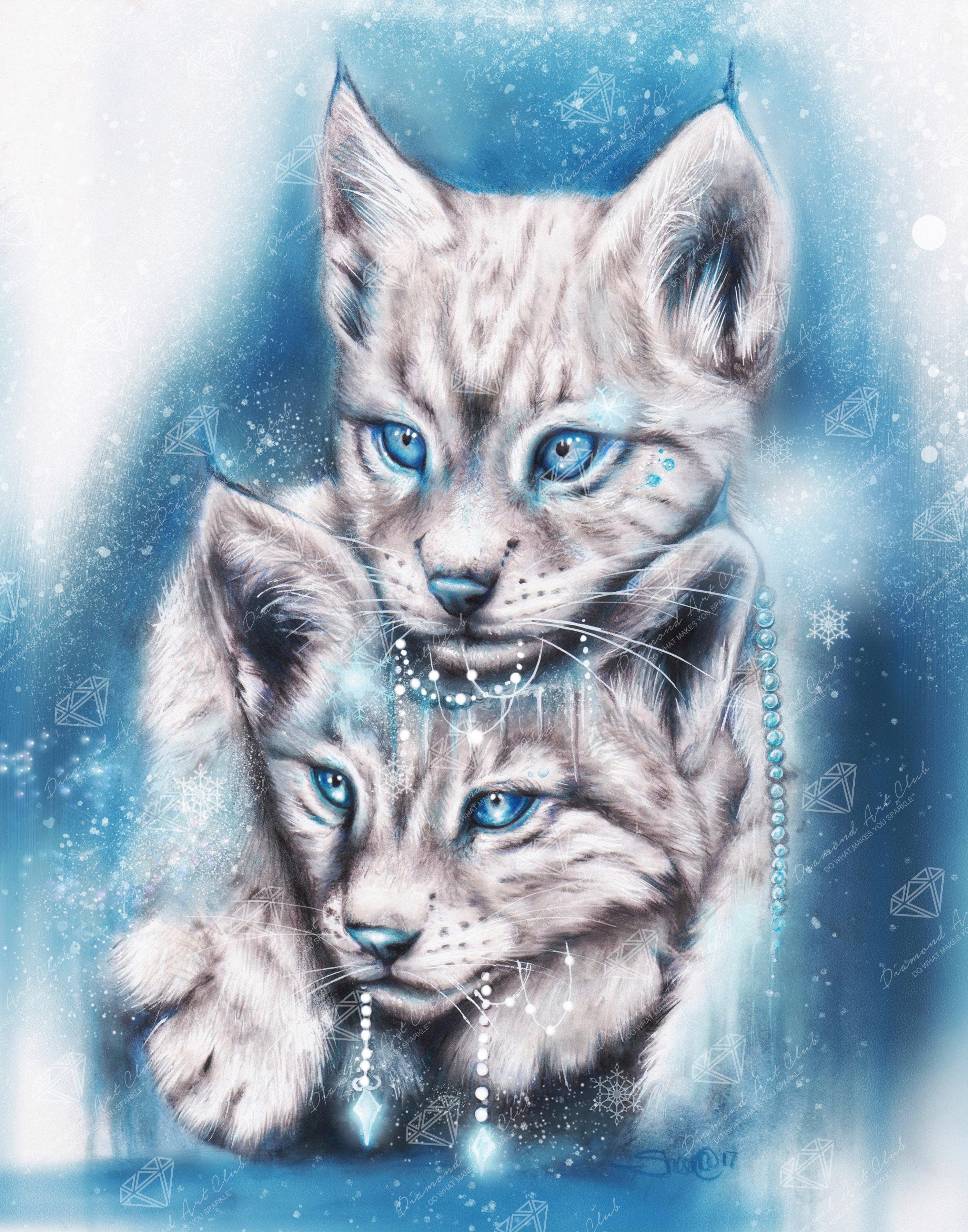 Diamond Painting Full Round Blue Winter Lynx (30*40CM)