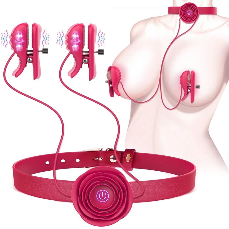 pornhint Pornhint Nipple Toys Vibrator with BDSM Rose Necklace Sex Toys, Collahelper Nipple Cla... BDSM
