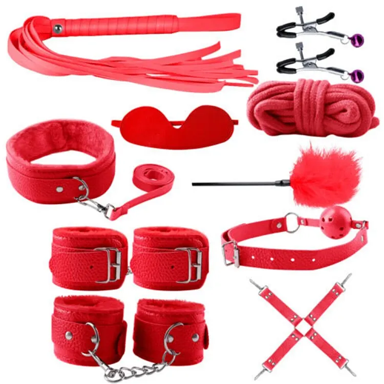 pornhint Pornhint ADAM & EVE 10 PIECE RED RESTRAINT KIT CUFFS BLINDFOLD + COUPLES BDSM PLAY~j10 BDSM